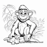 Easy-to-color Cartoonish Chimpanzee Coloring Pages 3