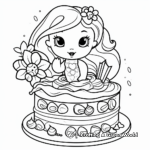 Easy-to-Color Simple Mermaid Cake Coloring Pages 2