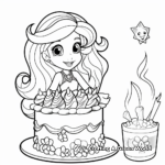 Easy-to-Color Simple Mermaid Cake Coloring Pages 3