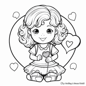 Easy Toddler's Valentine Candy Coloring Pages 1