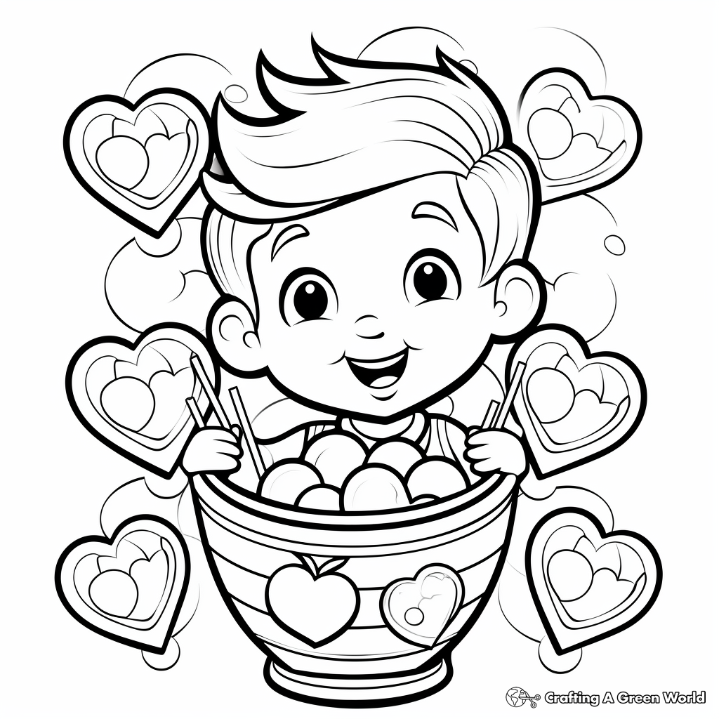 Easy Toddler's Valentine Candy Coloring Pages 4