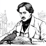 Páginas para colorear del cuervo inspiradas en Edgar Allan Poe 2