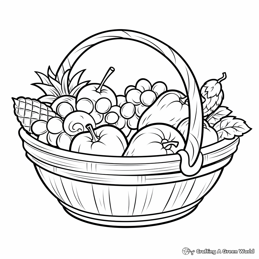 Fresh fruit basket with a circle around it as a label on Craiyon-saigonsouth.com.vn