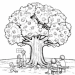Educational Lifecycle of a Pecan Nut Coloring Pages 1