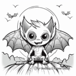 Eerie Full Moon and Bats Halloween Coloring Pages 1