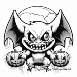 Eerie Full Moon and Bats Halloween Coloring Pages 3