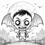 Eerie Full Moon and Bats Halloween Coloring Pages 4