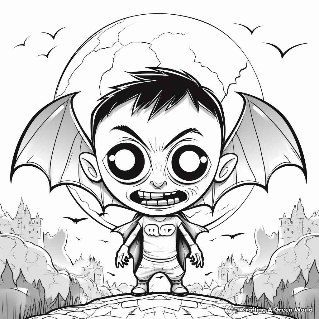Eerie Full Moon and Bats Halloween Coloring Pages 4