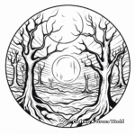 Eerie Full Moon in a Spooky Forest Coloring Pages 2