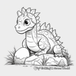 Egg-Laying Pachycephalosaurus: Nature Scene Coloring Pages 2