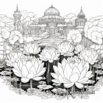 Elaborate Lotus Pond Coloring Pages 1