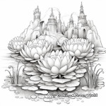 Elaborate Lotus Pond Coloring Pages 4