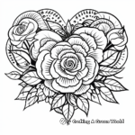 Elaborate Rose Heart Coloring Pages for Experienced Colorists 1