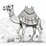 Elegant Camel with Patterned Saddle in Desert Coloring Page 3