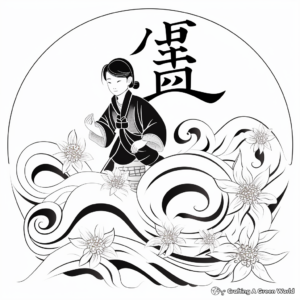 Elegant Chinese Calligraphy 2023 Coloring Pages 2