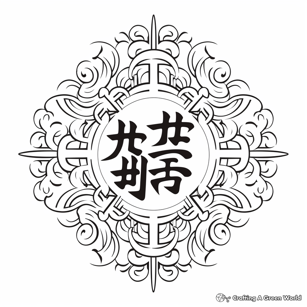 Elegant Chinese Calligraphy 2023 Coloring Pages 3
