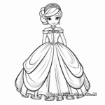 Elegant Cinderella Ball Gown Dress Coloring Pages 4