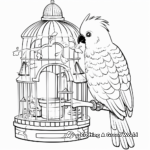 Elegant Cockatoo in Bird Cage Coloring Sheets 1