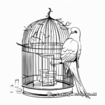 Elegant Cockatoo in Bird Cage Coloring Sheets 2