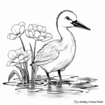Elegant Egret and Lily Coloring Pages 3
