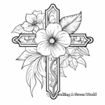 Elegant Floral Cross Coloring Pages for Adults 4