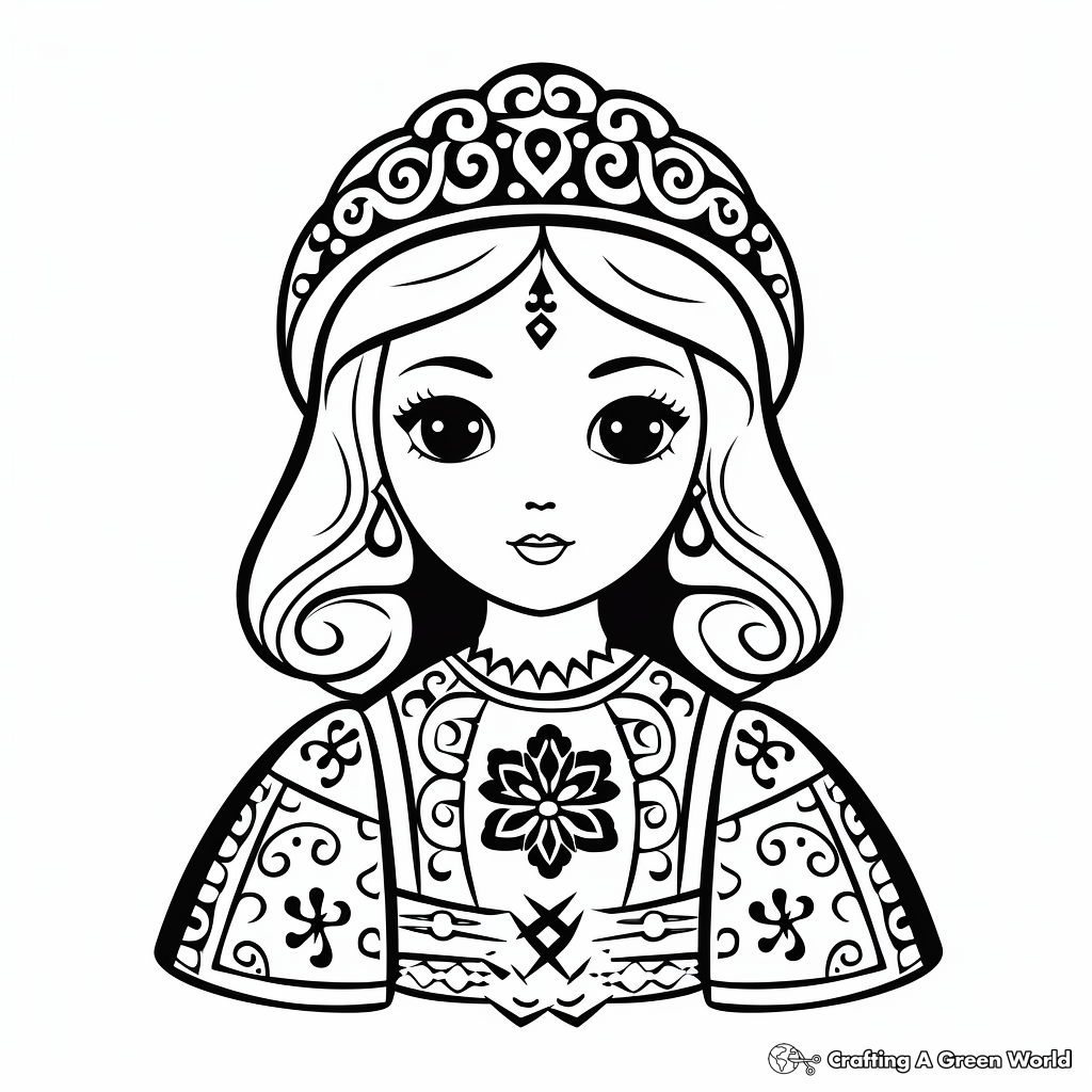 Elegant Medieval Princess Coloring Pages 2
