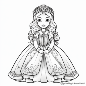 Elegant Medieval Princess Coloring Pages 3