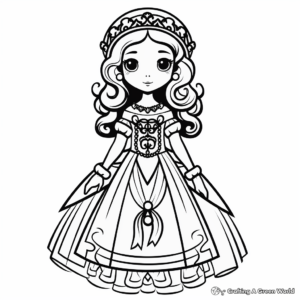 Elegant Medieval Princess Coloring Pages 4