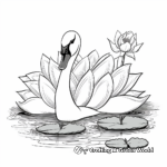 Elegant Swan with Lotus Coloring Pages 3