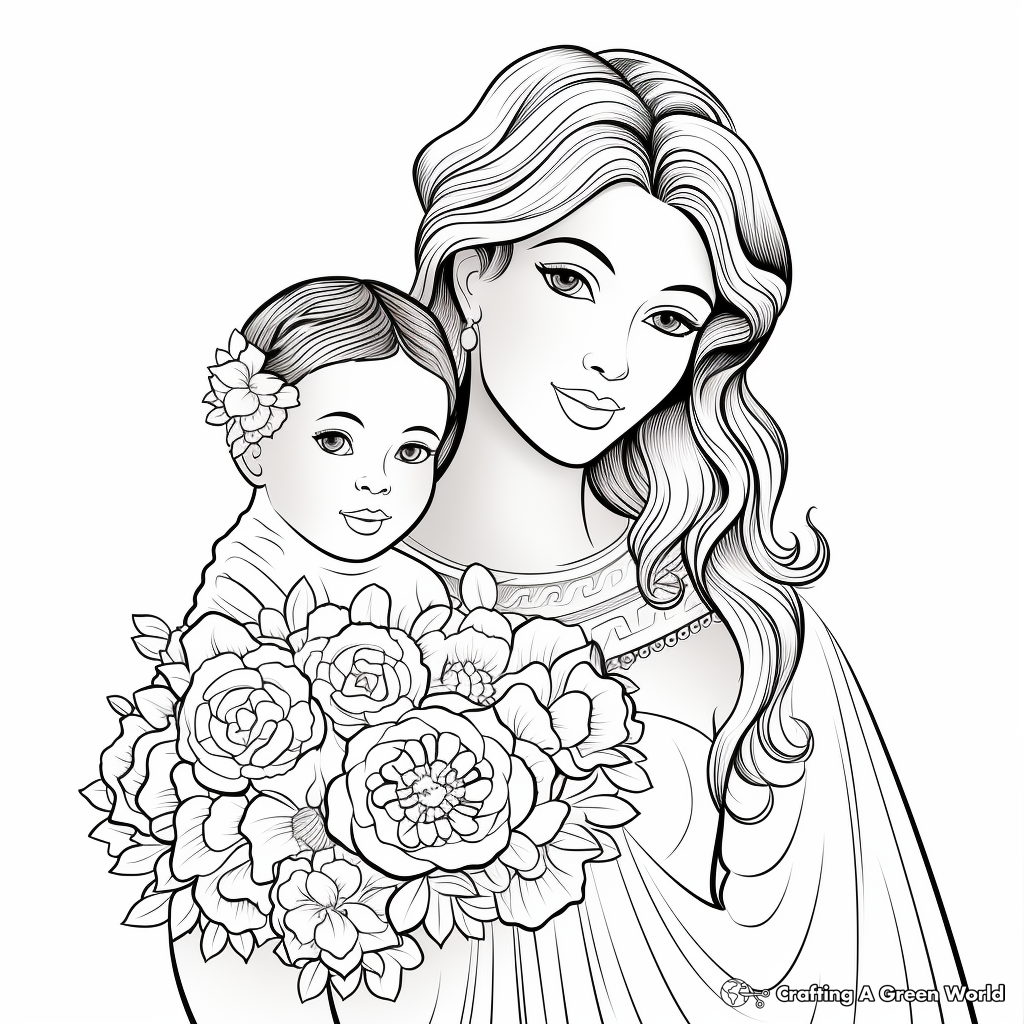 Elegant Traditional Bride Coloring Pages 1