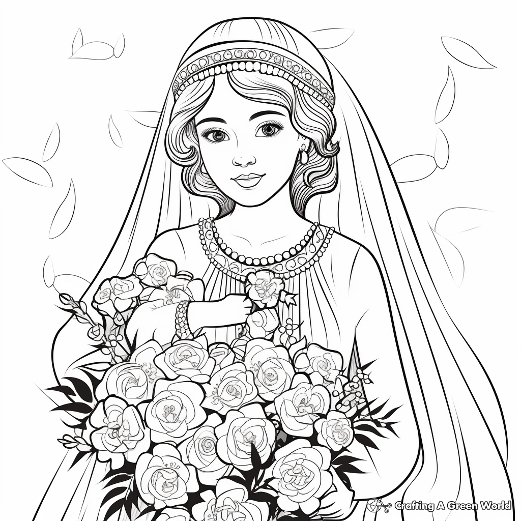 Elegant Traditional Bride Coloring Pages 2