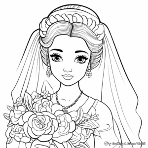 Elegant Traditional Bride Coloring Pages 3