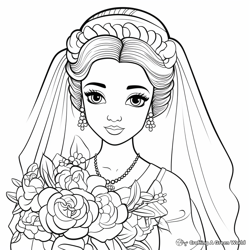 Elegant Traditional Bride Coloring Pages 3