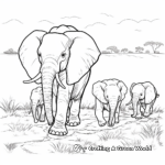 Elephant Family Marching Coloring Pages 3