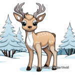 Enchanting Winter Deer Coloring Sheets 1