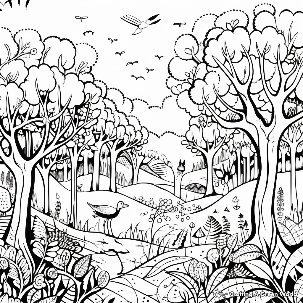 Endless Wilderness: Forest Scene Coloring Pages 1