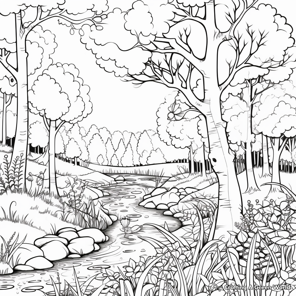 Endless Wilderness: Forest Scene Coloring Pages 4