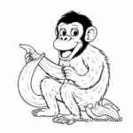 Engaging Chimpanzee Eating Banana Coloring Pages 1