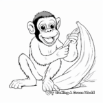 Engaging Chimpanzee Eating Banana Coloring Pages 4
