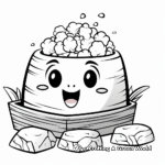 Enjoyable Cartoon Sushi Rice Coloring Pages 3