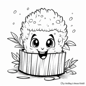 Enjoyable Cartoon Sushi Rice Coloring Pages 4