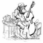 Entertaining Chimpanzee Playing Instruments Coloring Pages 1