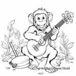 Entertaining Chimpanzee Playing Instruments Coloring Pages 2