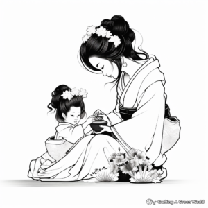 Enticing Japanese Bride Coloring Pages 3