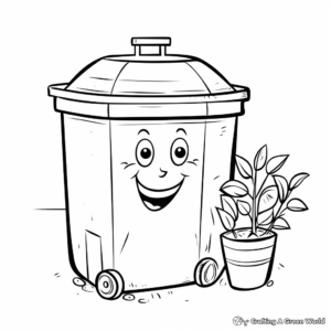 Enviro-friendly Green Trash Can Coloring Pages 1
