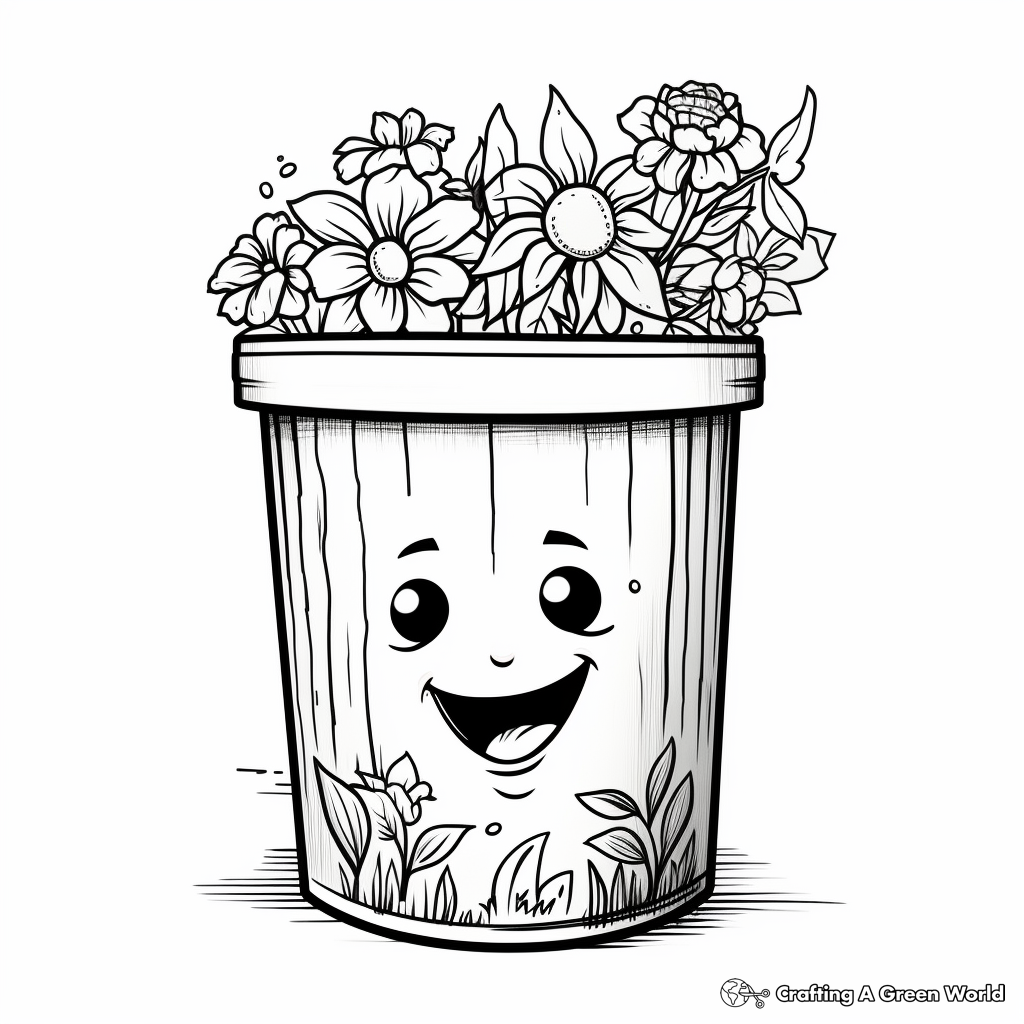 Enviro-friendly Green Trash Can Coloring Pages 2