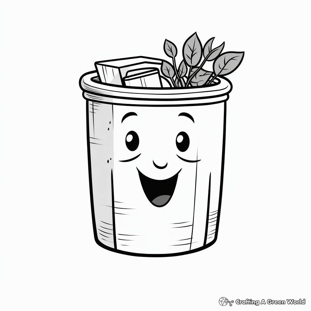 Enviro-friendly Green Trash Can Coloring Pages 3