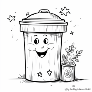 Enviro-friendly Green Trash Can Coloring Pages 4