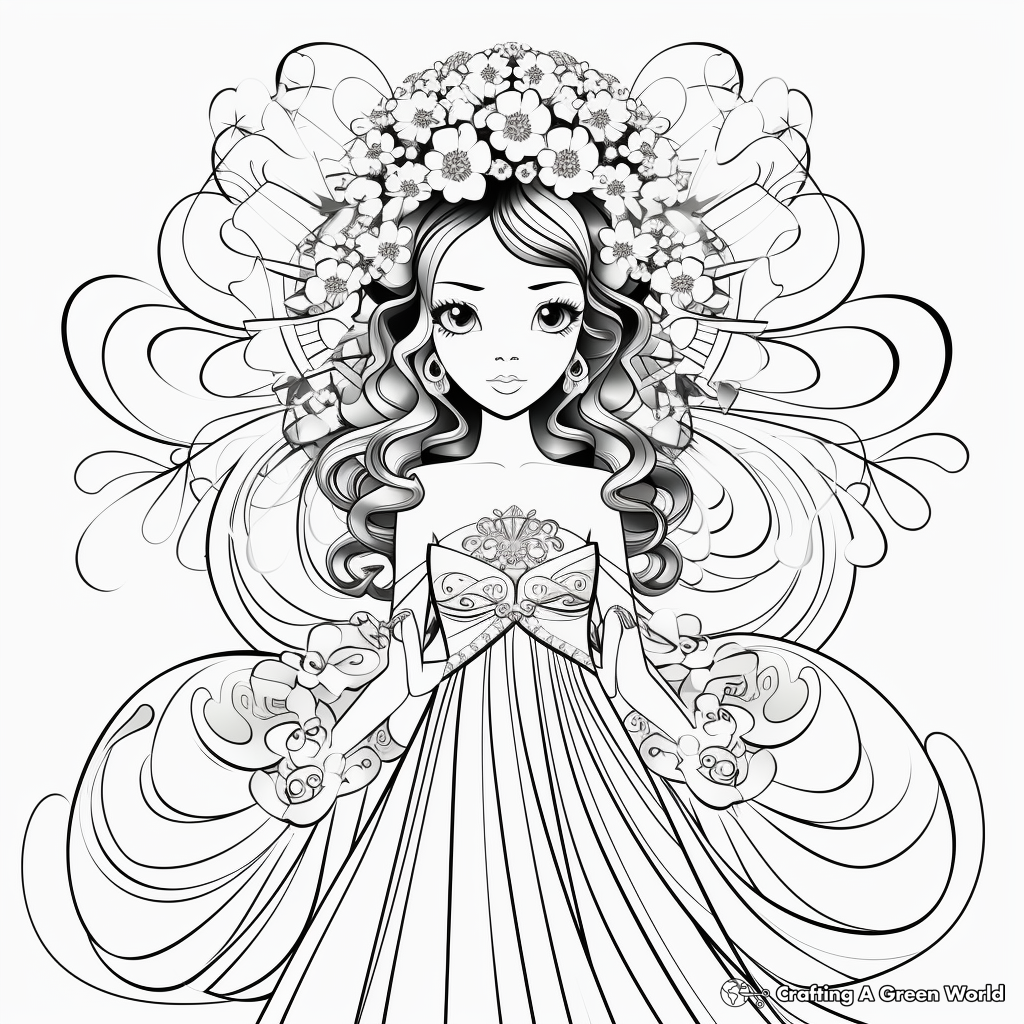 Ethereal Fairy Bride Coloring Pages 1