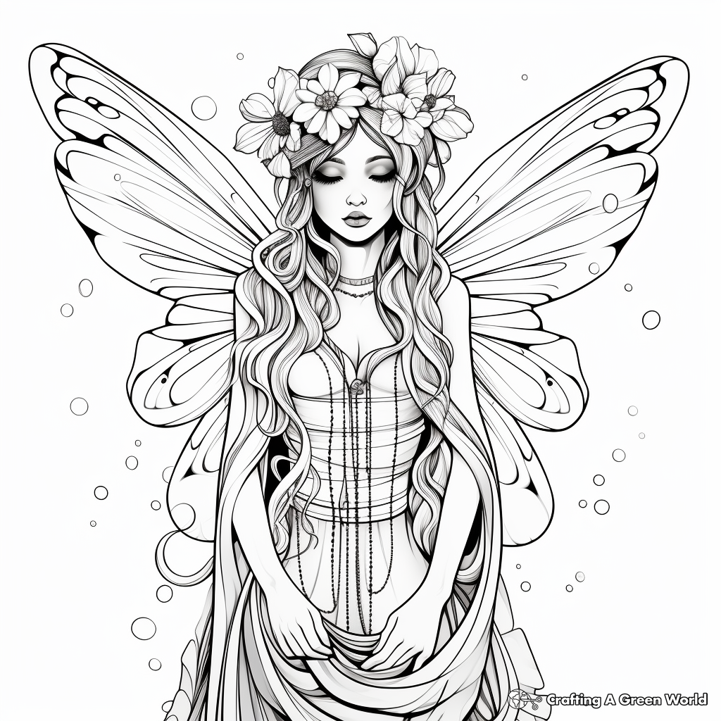 Ethereal Fairy Bride Coloring Pages 2